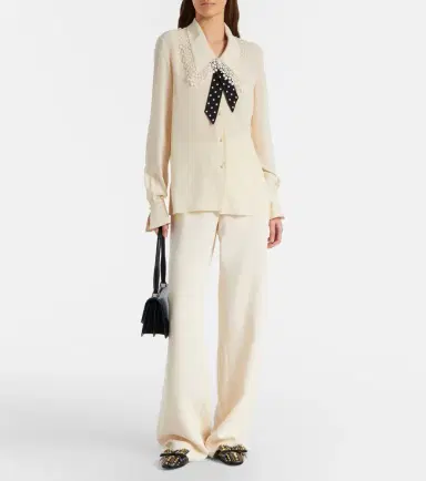 Valentino Ruffled silk crêpe de chine blouse | Thumbnail 3 Valentino Ruffled silk crêpe de chine blouse | Thumbnail 3
