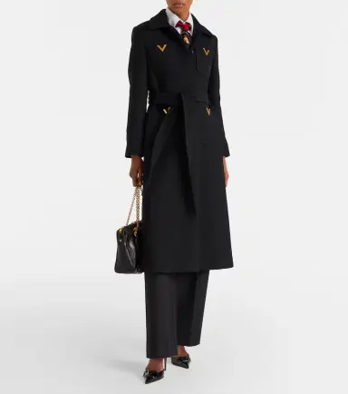 Valentino VGold belted wool and silk coat | Thumbnail 2 Valentino VGold belted wool and silk coat | Thumbnail 2