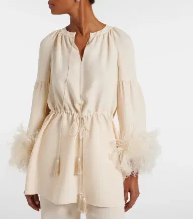 Valentino Cady Couture feather-trimmed tunic | Thumbnail 3 Valentino Cady Couture feather-trimmed tunic | Thumbnail 3
