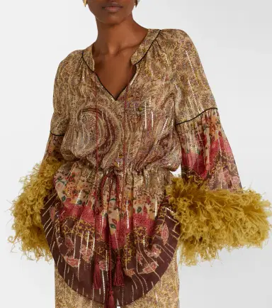 Valentino Paisley feather-trimmed silk-blend blouse | Thumbnail 5 Valentino Paisley feather-trimmed silk-blend blouse | Thumbnail 5