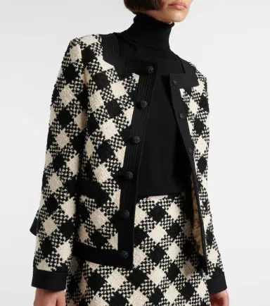 Valentino Checked ruffled tweed jacket | Thumbnail 4 Valentino Checked ruffled tweed jacket | Thumbnail 4