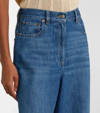 Valentino Leather-trimmed wide-leg jeans | Thumbnail 6 Valentino Leather-trimmed wide-leg jeans | Thumbnail 6
