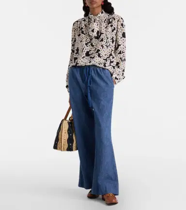 Valentino Cotton chambray wide-leg pants | Thumbnail 5 Valentino Cotton chambray wide-leg pants | Thumbnail 5