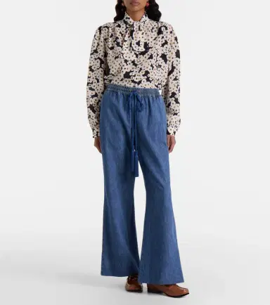 Valentino Cotton chambray wide-leg pants | Thumbnail 7 Valentino Cotton chambray wide-leg pants | Thumbnail 7