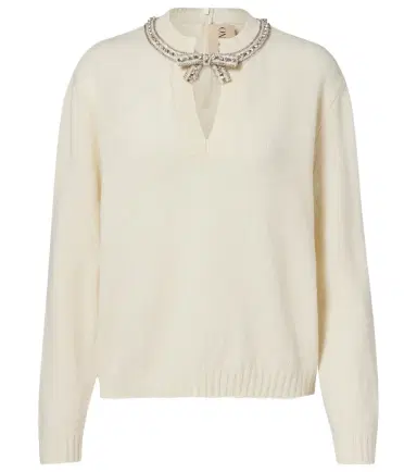 Valentino Embellished bow-detail virgin wool sweater | Thumbnail 1 Valentino Embellished bow-detail virgin wool sweater | Thumbnail 1