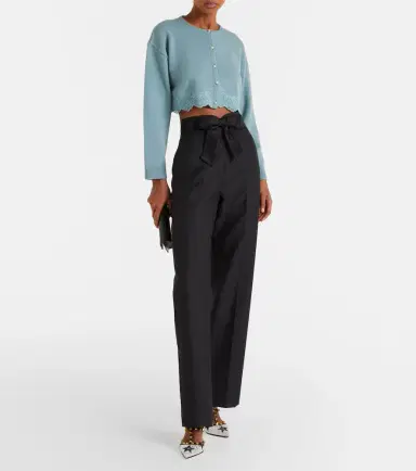 Valentino Lace-trimmed cropped virgin wool cardigan | Thumbnail 5 Valentino Lace-trimmed cropped virgin wool cardigan | Thumbnail 5