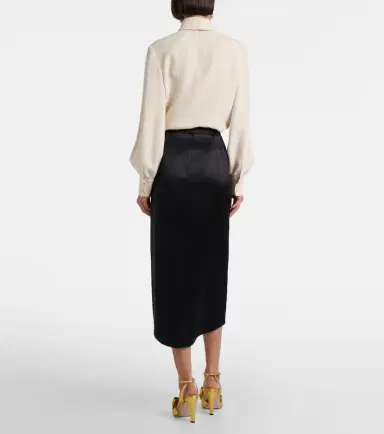 Valentino Asymmetric low-rise silk midi skirt | Thumbnail 2 Valentino Asymmetric low-rise silk midi skirt | Thumbnail 2