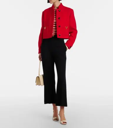 Valentino VGold virgin wool crêpe straight pants | Thumbnail 2 Valentino VGold virgin wool crêpe straight pants | Thumbnail 2