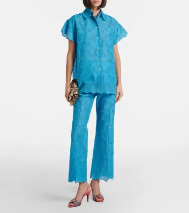 Valentino Broderie anglaise scalloped cotton straight pants | Thumbnail 2 Valentino Broderie anglaise scalloped cotton straight pants | Thumbnail 2