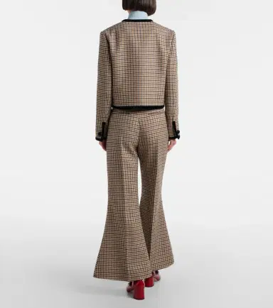 Valentino Houndstooth cropped virgin wool flared pants | Thumbnail 5 Valentino Houndstooth cropped virgin wool flared pants | Thumbnail 5