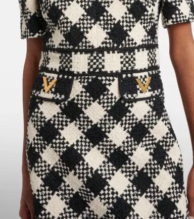 Valentino VGold checked tweed minidress | Thumbnail 2 Valentino VGold checked tweed minidress | Thumbnail 2