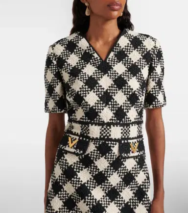 Valentino VGold checked tweed minidress | Thumbnail 4 Valentino VGold checked tweed minidress | Thumbnail 4
