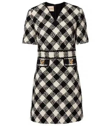Valentino VGold checked tweed minidress | Thumbnail 1 Valentino VGold checked tweed minidress | Thumbnail 1