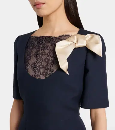 Valentino Crepe Couture bow-detail lace-trimmed midi dress | Thumbnail 5 Valentino Crepe Couture bow-detail lace-trimmed midi dress | Thumbnail 5