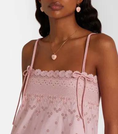 Valentino Broderie anglaise silk-trimmed cotton midi dress | Thumbnail 3 Valentino Broderie anglaise silk-trimmed cotton midi dress | Thumbnail 3