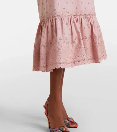 Valentino Broderie anglaise silk-trimmed cotton midi dress | Thumbnail 4 Valentino Broderie anglaise silk-trimmed cotton midi dress | Thumbnail 4