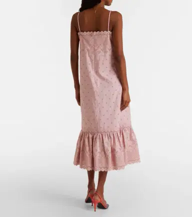 Valentino Broderie anglaise silk-trimmed cotton midi dress | Thumbnail 5 Valentino Broderie anglaise silk-trimmed cotton midi dress | Thumbnail 5