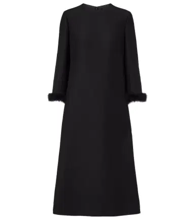 Valentino Crepe Couture feather-trimmed midi dress | Thumbnail 1 Valentino Crepe Couture feather-trimmed midi dress | Thumbnail 1