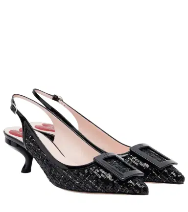 Roger Vivier Virgule 55 sequined slingback pumps | Thumbnail 1 Roger Vivier Virgule 55 sequined slingback pumps | Thumbnail 1