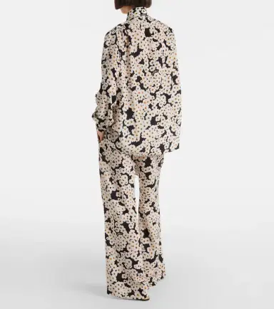 Valentino Floral silk crêpe de chine wide-leg pants | Thumbnail 3 Valentino Floral silk crêpe de chine wide-leg pants | Thumbnail 3