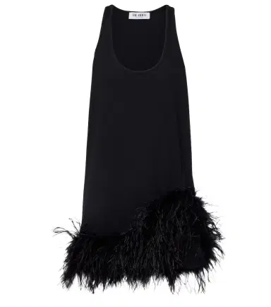 The Attico Ribbed-knit feather-trimmed cotton minidress | Thumbnail 1 The Attico Ribbed-knit feather-trimmed cotton minidress | Thumbnail 1