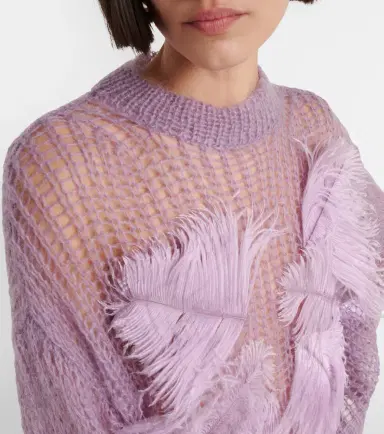 The Attico Feather-trimmed open-knit mohair-blend sweater | Thumbnail 3 The Attico Feather-trimmed open-knit mohair-blend sweater | Thumbnail 3
