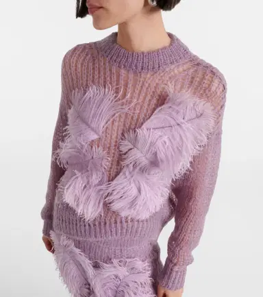 The Attico Feather-trimmed open-knit mohair-blend sweater | Thumbnail 4 The Attico Feather-trimmed open-knit mohair-blend sweater | Thumbnail 4