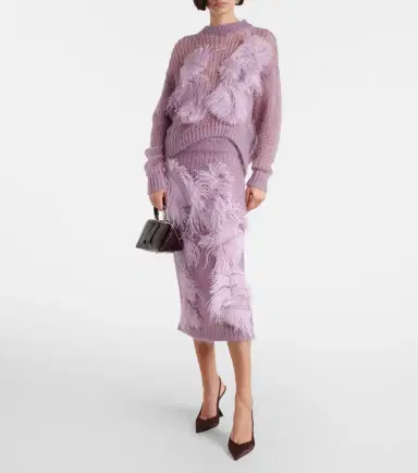 The Attico Feather-trimmed open-knit mohair-blend sweater | Thumbnail 5 The Attico Feather-trimmed open-knit mohair-blend sweater | Thumbnail 5