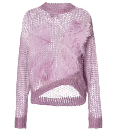 The Attico Feather-trimmed open-knit mohair-blend sweater | Thumbnail 1 The Attico Feather-trimmed open-knit mohair-blend sweater | Thumbnail 1