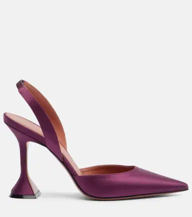 Amina Muaddi Holli 95 satin slingback pumps | Thumbnail 3 Amina Muaddi Holli 95 satin slingback pumps | Thumbnail 3