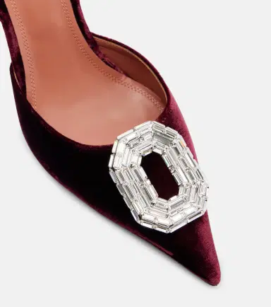 Amina Muaddi Camelia 90 velvet slingback pumps | Thumbnail 2 Amina Muaddi Camelia 90 velvet slingback pumps | Thumbnail 2