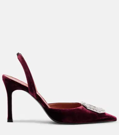 Amina Muaddi Camelia 90 velvet slingback pumps | Thumbnail 3 Amina Muaddi Camelia 90 velvet slingback pumps | Thumbnail 3
