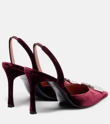 Amina Muaddi Camelia 90 velvet slingback pumps | Thumbnail 4 Amina Muaddi Camelia 90 velvet slingback pumps | Thumbnail 4