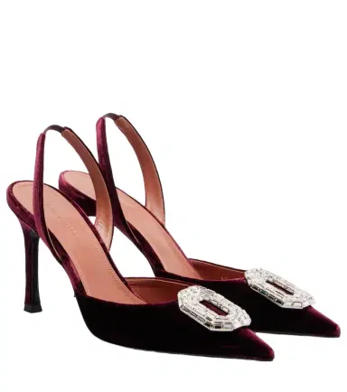 Amina Muaddi Camelia 90 velvet slingback pumps | Thumbnail 1 Amina Muaddi Camelia 90 velvet slingback pumps | Thumbnail 1