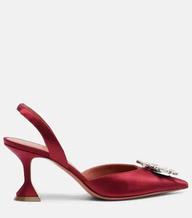 Amina Muaddi Begum 70 embellished satin slingback pumps | Thumbnail 2 Amina Muaddi Begum 70 embellished satin slingback pumps | Thumbnail 2