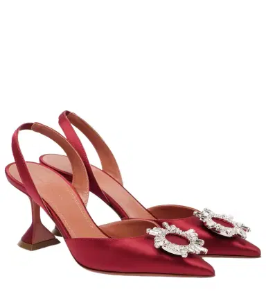 Amina Muaddi Begum 70 embellished satin slingback pumps | Thumbnail 1 Amina Muaddi Begum 70 embellished satin slingback pumps | Thumbnail 1