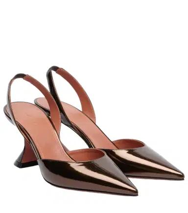 Amina Muaddi Holli 70 mirrored leather slingback pumps | Thumbnail 1 Amina Muaddi Holli 70 mirrored leather slingback pumps | Thumbnail 1