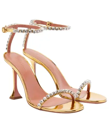 Amina Muaddi Gigi 95 embellished leather sandals | Thumbnail 1 Amina Muaddi Gigi 95 embellished leather sandals | Thumbnail 1