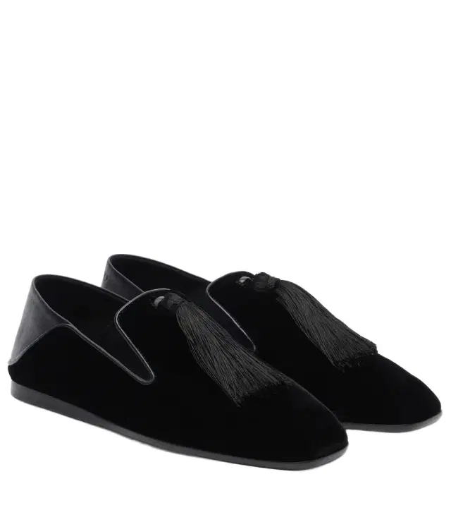 Eliot Slipper leather-trimmed velvet slip-on shoes Eliot Slipper leather-trimmed velvet slip-on shoes
