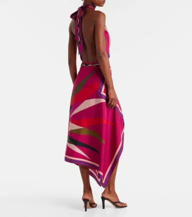 Pucci Hawaii asymmetric silk satin midi skirt | Thumbnail 5 Pucci Hawaii asymmetric silk satin midi skirt | Thumbnail 5