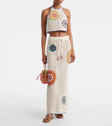 ALÉMAIS Alémais Elma crochet embroidered cotton maxi skirt | Thumbnail 3 ALÉMAIS Alémais Elma crochet embroidered cotton maxi skirt | Thumbnail 3