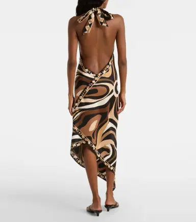 Pucci Marmo halterneck silk satin midi dress | Thumbnail 4 Pucci Marmo halterneck silk satin midi dress | Thumbnail 4