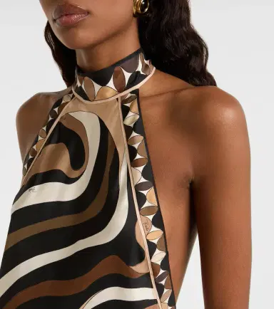 Pucci Marmo halterneck silk satin midi dress | Thumbnail 5 Pucci Marmo halterneck silk satin midi dress | Thumbnail 5