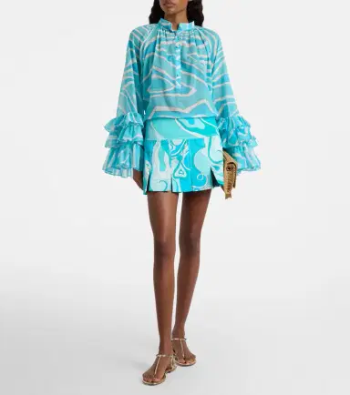 Pucci Marmo ruffled cotton blouse | Thumbnail 3 Pucci Marmo ruffled cotton blouse | Thumbnail 3