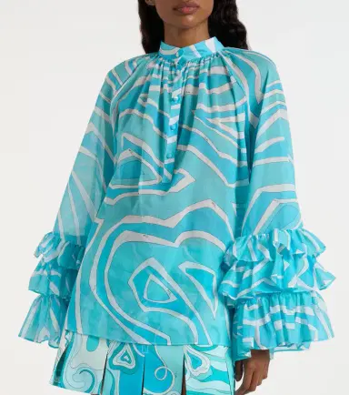 Pucci Marmo ruffled cotton blouse | Thumbnail 4 Pucci Marmo ruffled cotton blouse | Thumbnail 4