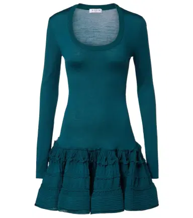 Alaïa Alaïa Ruffled wool-blend minidress | Thumbnail 1 Alaïa Alaïa Ruffled wool-blend minidress | Thumbnail 1