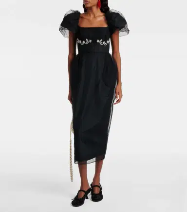 Simone Rocha Embroidered tulle midi dress | Thumbnail 3 Simone Rocha Embroidered tulle midi dress | Thumbnail 3