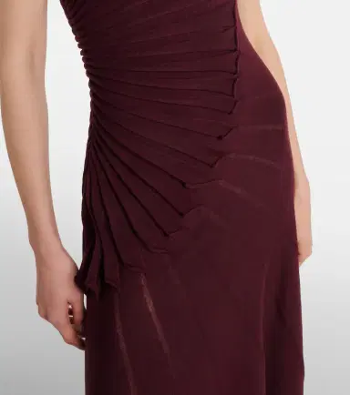 Alaïa Alaïa Asymmetric pleated wool midi dress | Thumbnail 3 Alaïa Alaïa Asymmetric pleated wool midi dress | Thumbnail 3