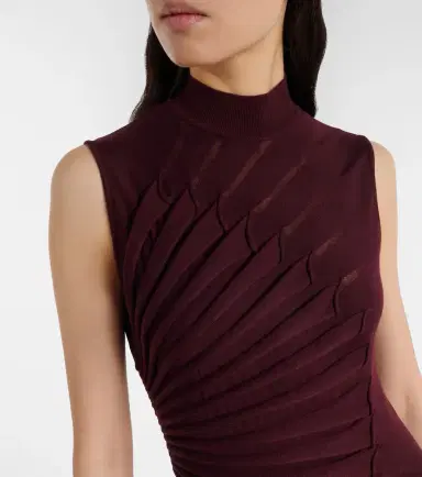 Alaïa Alaïa Asymmetric pleated wool midi dress | Thumbnail 5 Alaïa Alaïa Asymmetric pleated wool midi dress | Thumbnail 5