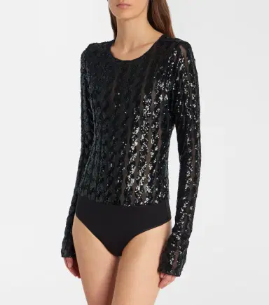 Polo Ralph Lauren Sequined mesh and jersey bodysuit | Thumbnail 4 Polo Ralph Lauren Sequined mesh and jersey bodysuit | Thumbnail 4